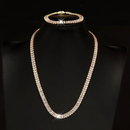 Jewelry Set for Women - 925 Sterling Silver Tennis Bracelet and Necklace Natural Stone Adorned - product detail view 2