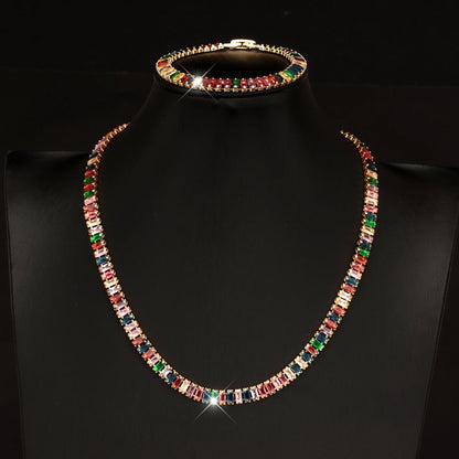 Jewelry Set for Women - 925 Sterling Silver Tennis Bracelet and Necklace Natural Stone Adorned - product detail view 12