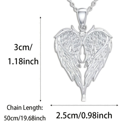 Jewelry Set for Women - Angel Wings Heart Pendant Earrings Necklace Boho Vintage Silver Romantic - product detail view 6