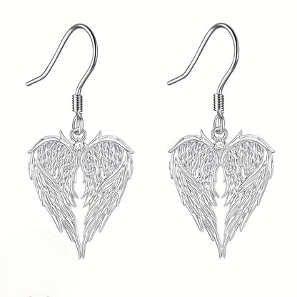 Jewelry Set for Women - Angel Wings Heart Pendant Earrings Necklace Boho Vintage Silver Romantic - product detail view 12