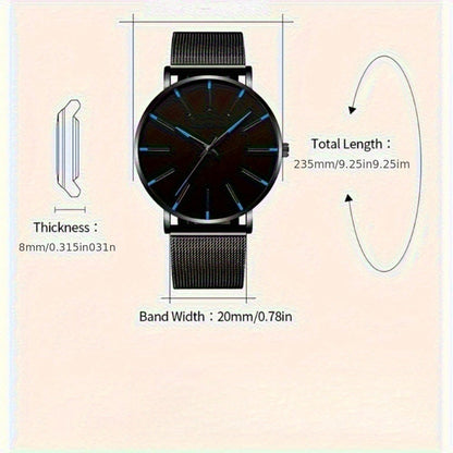 Jewelry Set with Watch - Luxury for Men 4pcs Quartz Analog Bracelet Necklace Gift Box Business - product detail view 10