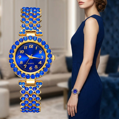 Jewelry Set with Watch - Quartz for Women 5 Piece Elegant Light Luxury Fashion & Blue Heart - product detail view 6