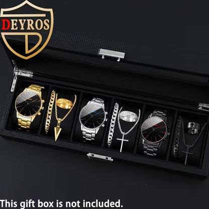 Jewelry Set with Watch - Men's 12pcs & 3 Quartz Watches, 9pcs Hip-Hop Bracelet, Necklace & Ring - product detail view 3