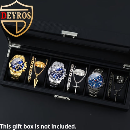 Jewelry Set with Watch - Men's 12pcs & 3 Quartz Watches, 9pcs Hip-Hop Bracelet, Necklace & Ring - product detail view 5