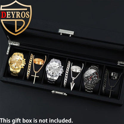 Jewelry Set with Watch - Men's 12pcs & 3 Quartz Watches, 9pcs Hip-Hop Bracelet, Necklace & Ring - product detail view 7
