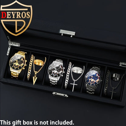 Jewelry Set with Watch - Men's 12pcs & 3 Quartz Watches, 9pcs Hip-Hop Bracelet, Necklace & Ring - product detail view 8