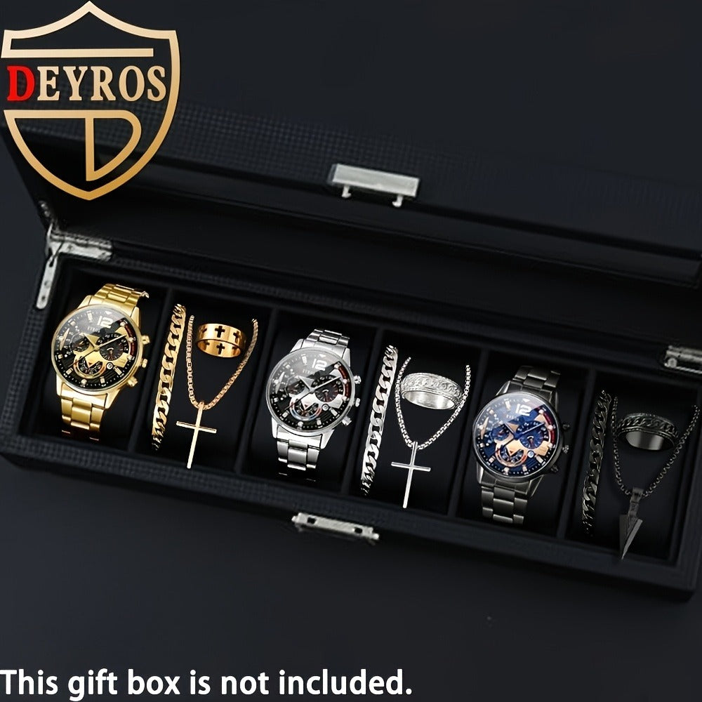 Jewelry Set with Watch - Men's 12pcs & 3 Quartz Watches, 9pcs Hip-Hop Bracelet, Necklace & Ring - product detail view 10