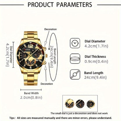Jewelry Set with Watch - Men's 12pcs & 3 Quartz Watches, 9pcs Hip-Hop Bracelet, Necklace & Ring - product detail view 11