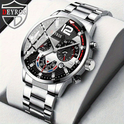 Jewelry Set with Watch - Men's 12pcs & 3 Quartz Watches, 9pcs Hip-Hop Bracelet, Necklace & Ring - product detail view 13