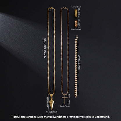 Jewelry Set with Watch - Men's 12pcs & 3 Quartz Watches, 9pcs Hip-Hop Bracelet, Necklace & Ring - product detail view 14