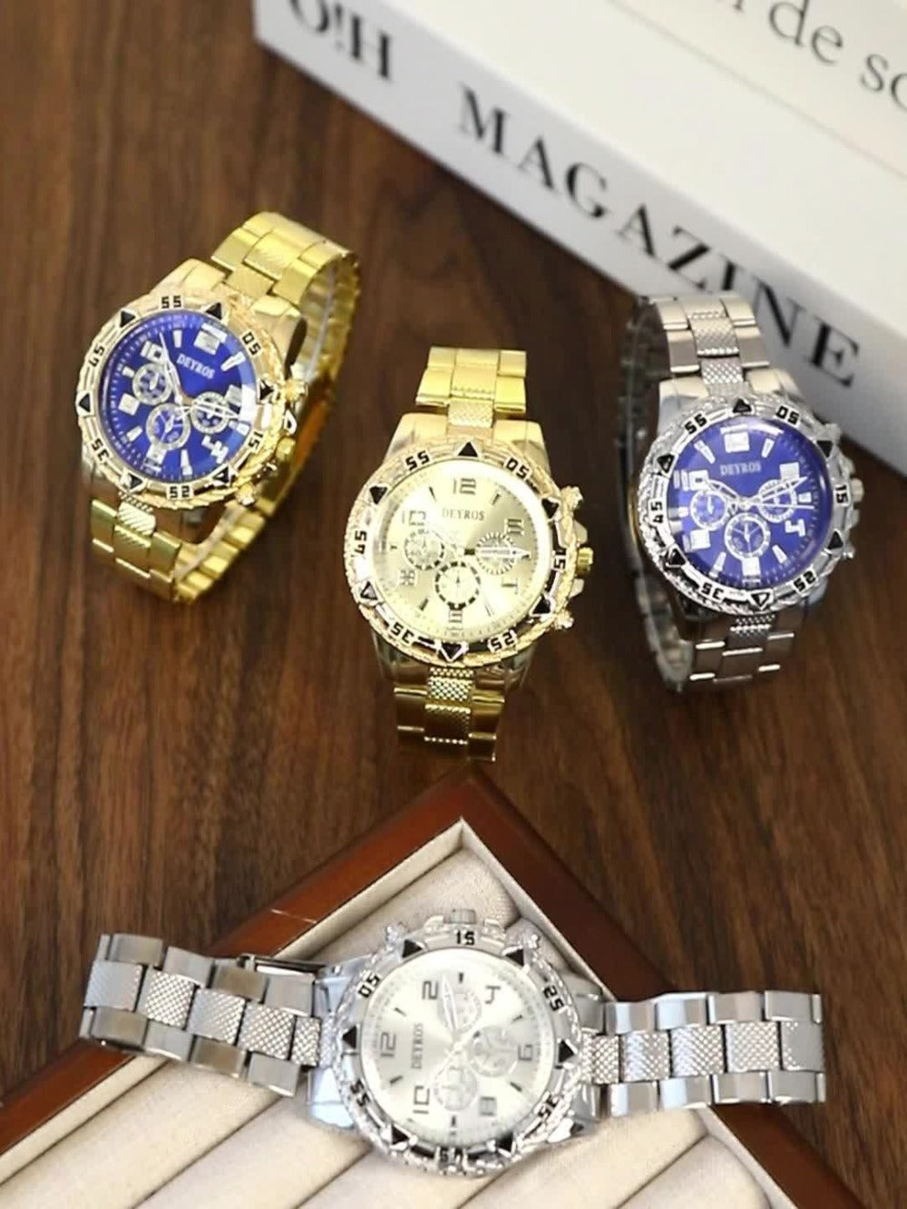 Jewelry Set with Watch - Men's 12pcs & 3 Quartz Watches, 9pcs Hip-Hop Bracelet, Necklace & Ring - product detail view 16