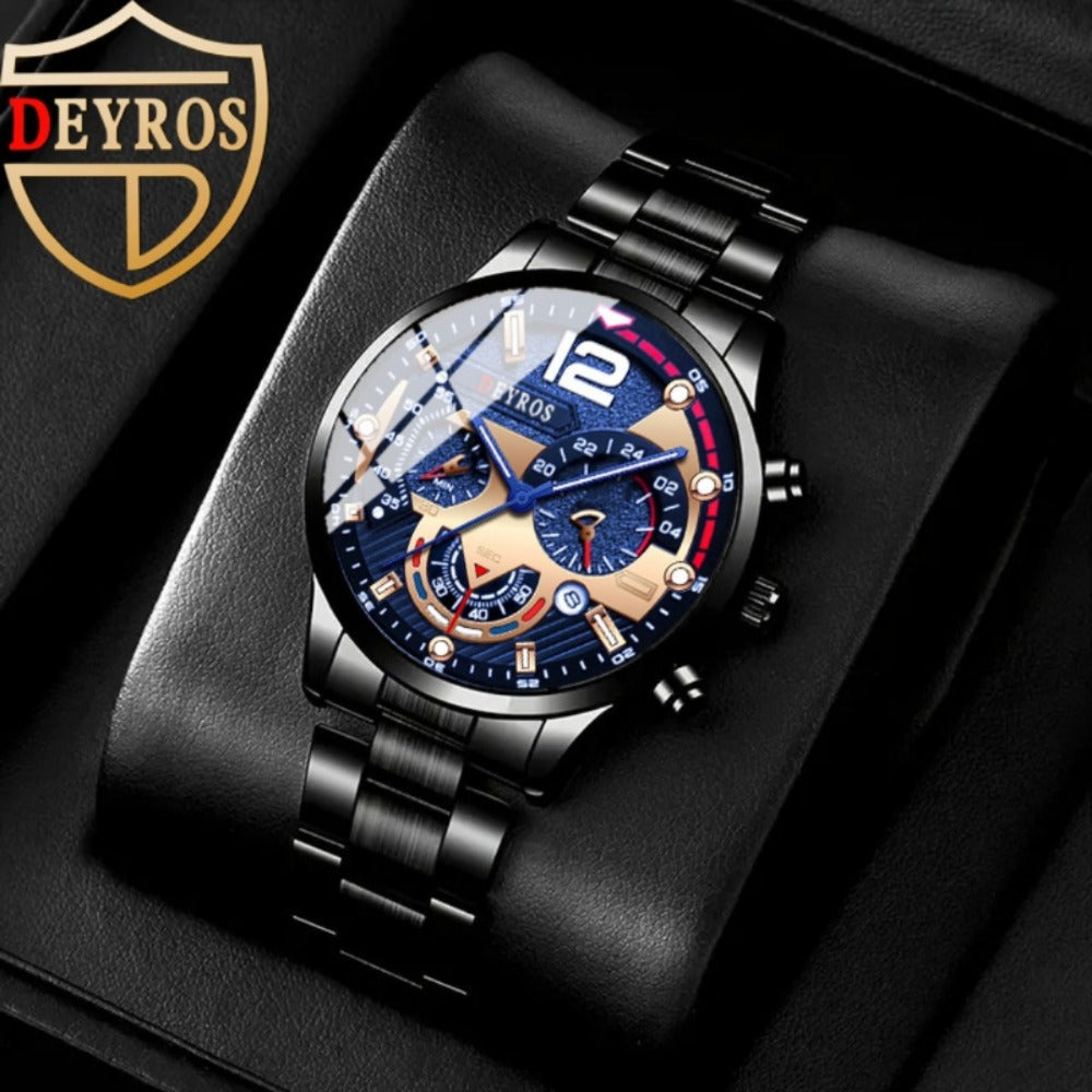 Jewelry Set with Watch - Men's 12pcs & 3 Quartz Watches, 9pcs Hip-Hop Bracelet, Necklace & Ring - product detail view 18
