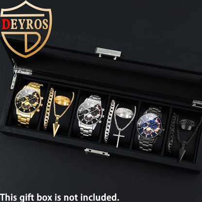 Jewelry Set with Watch - Men's 12pcs & 3 Quartz Watches, 9pcs Hip-Hop Bracelet, Necklace & Ring - product detail view 19