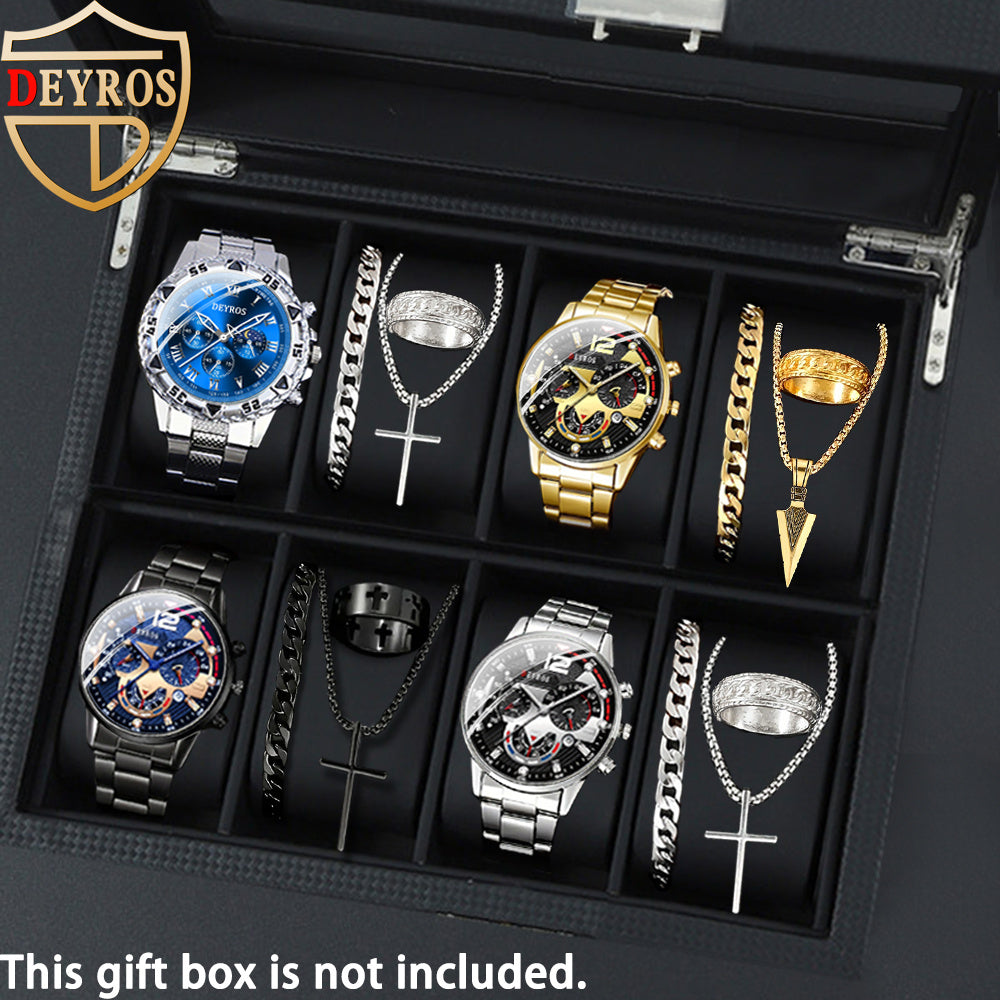 Jewelry Set with Watch - Men's & Gift 16pcs 4 Quartz Analog Watches + 12pcs Bracelet Necklace Ring - product detail view 20
