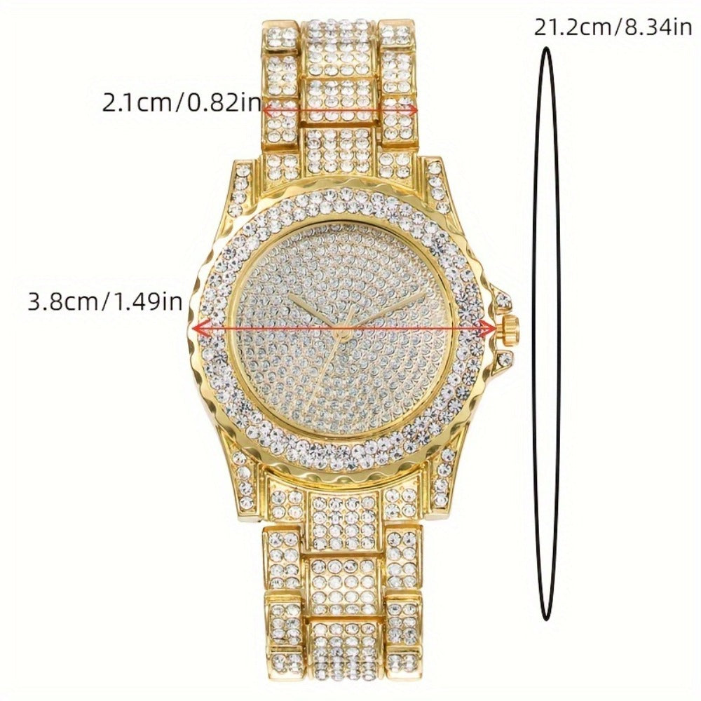 Jewelry Set with Watch - Men's Punk & 4-Piece Quartz , Cuban Chain Necklace, Bracelet & Cross - product detail view 3