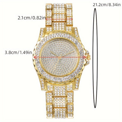 Jewelry Set with Watch - Men's Punk & 4-Piece Quartz , Cuban Chain Necklace, Bracelet & Cross - product detail view 3