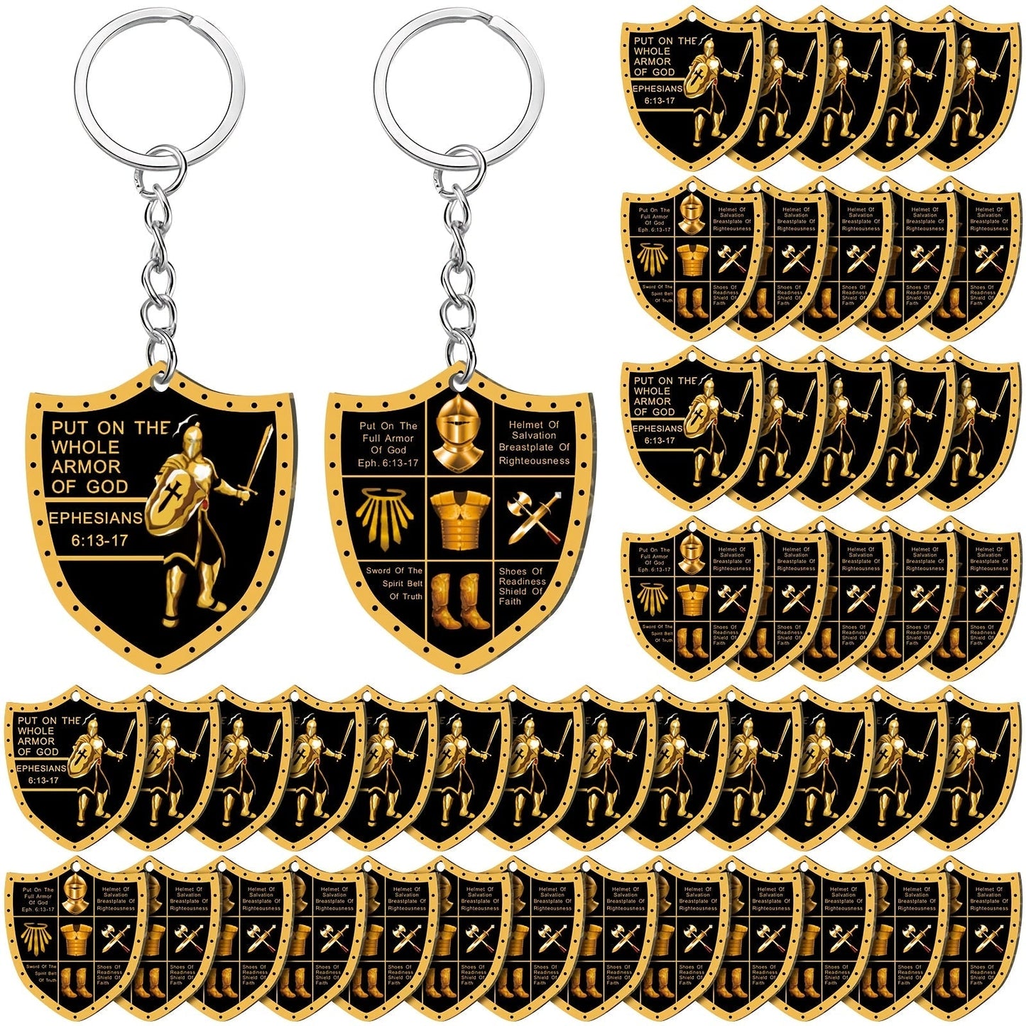 Keychain - Armor of God Bulk 36pcs Christian Religious Gift Acrylic Zinc Alloy - product detail view 6