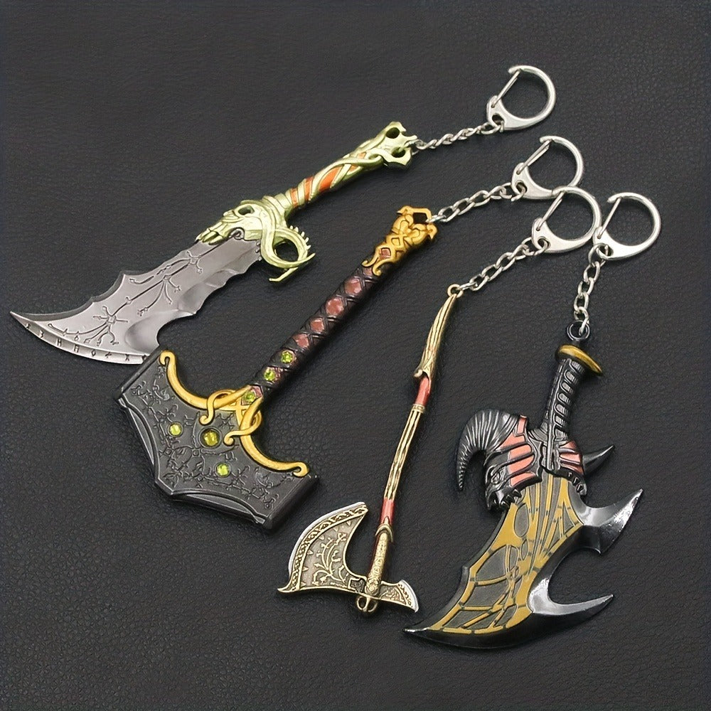 Keychain - Axe Men Fantasy Viking Battle Axe Pendant Zinc Alloy with Iron Chain & - main product view