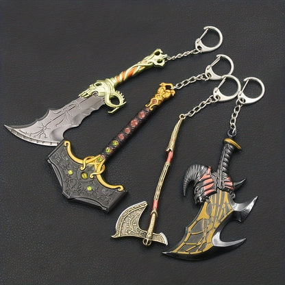 Keychain - Axe Men Fantasy Viking Battle Axe Pendant Zinc Alloy with Iron Chain & - main product view