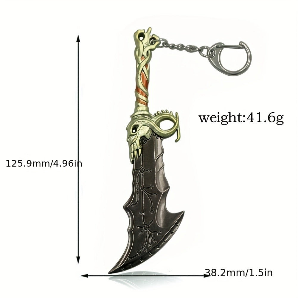 Keychain - Axe Men Fantasy Viking Battle Axe Pendant Zinc Alloy with Iron Chain & - product detail view 2
