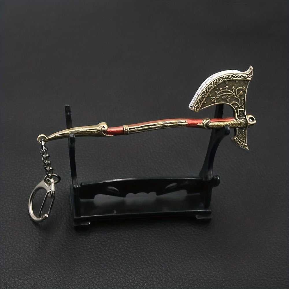 Keychain - Axe Men Fantasy Viking Battle Axe Pendant Zinc Alloy with Iron Chain & - product detail view 4