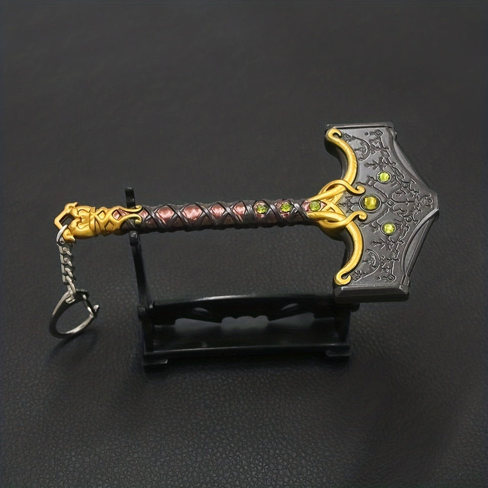 Keychain - Axe Men Fantasy Viking Battle Axe Pendant Zinc Alloy with Iron Chain & - product detail view 6