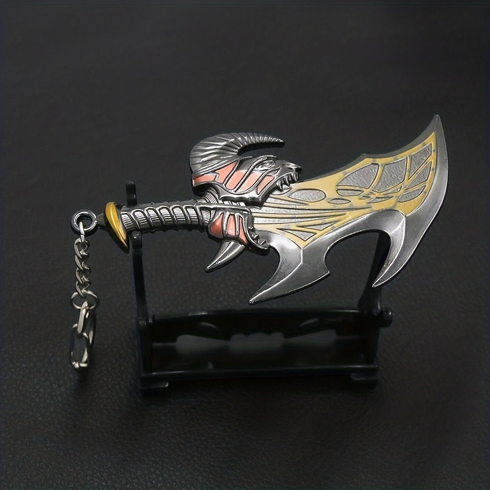 Keychain - Axe Men Fantasy Viking Battle Axe Pendant Zinc Alloy with Iron Chain & - product detail view 7