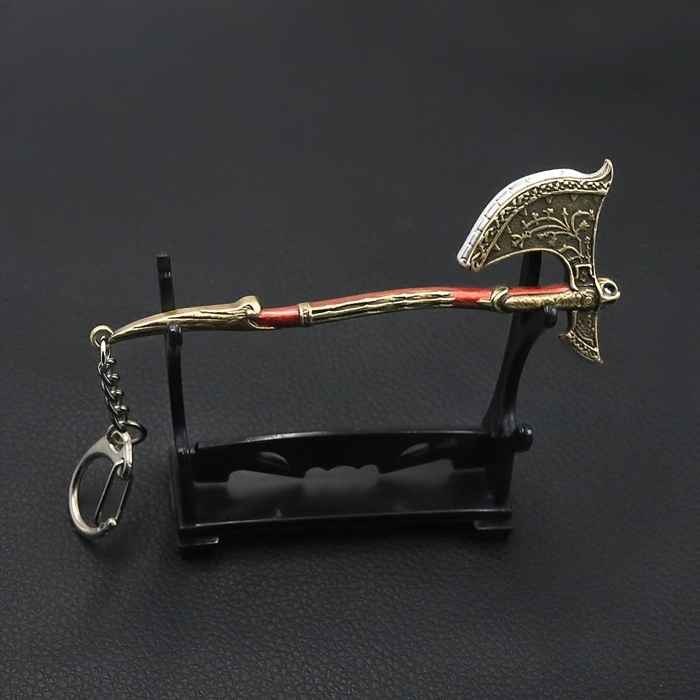 Keychain - Axe Men Fantasy Viking Battle Axe Pendant Zinc Alloy with Iron Chain & - product detail view 10