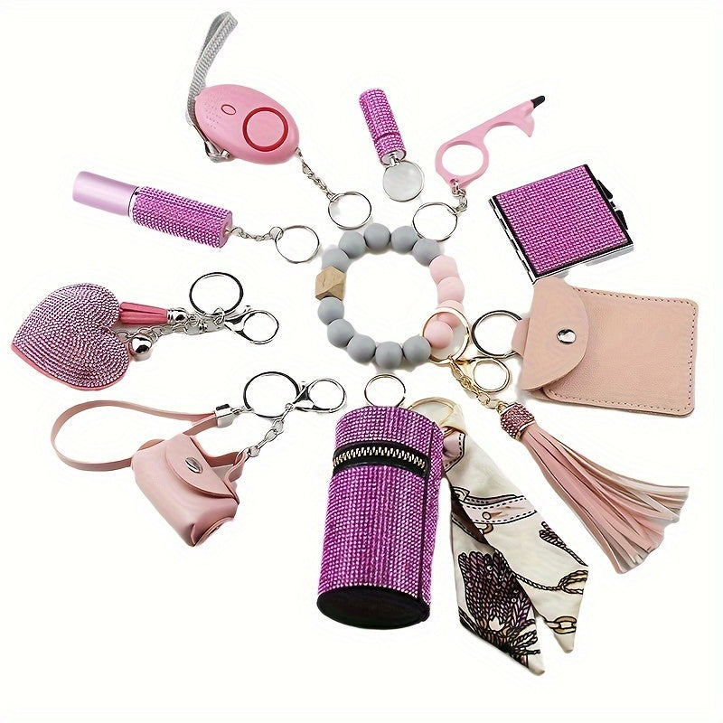 Keychain - Charm Set 11 Pcs - Light Up Perfume Bottle Heart Tassel Bag Charms with - product detail view 14