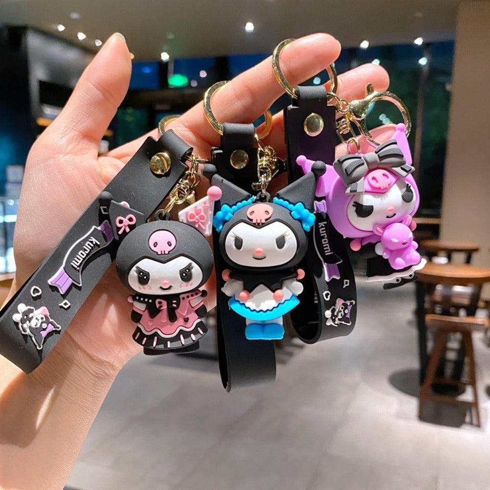 Keychain - Kuromi Pendant | Sanrio Character Doll Key Ring, Cute Anime Charm Hanging - main product view