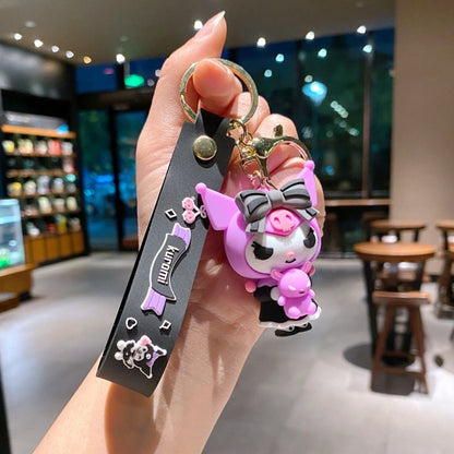 Keychain - Kuromi Pendant | Sanrio Character Doll Key Ring, Cute Anime Charm Hanging - product detail view 5