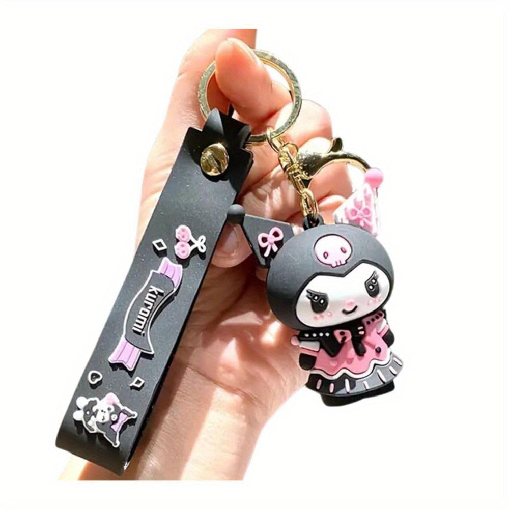 Keychain - Kuromi Pendant | Sanrio Character Doll Key Ring, Cute Anime Charm Hanging - product detail view 9