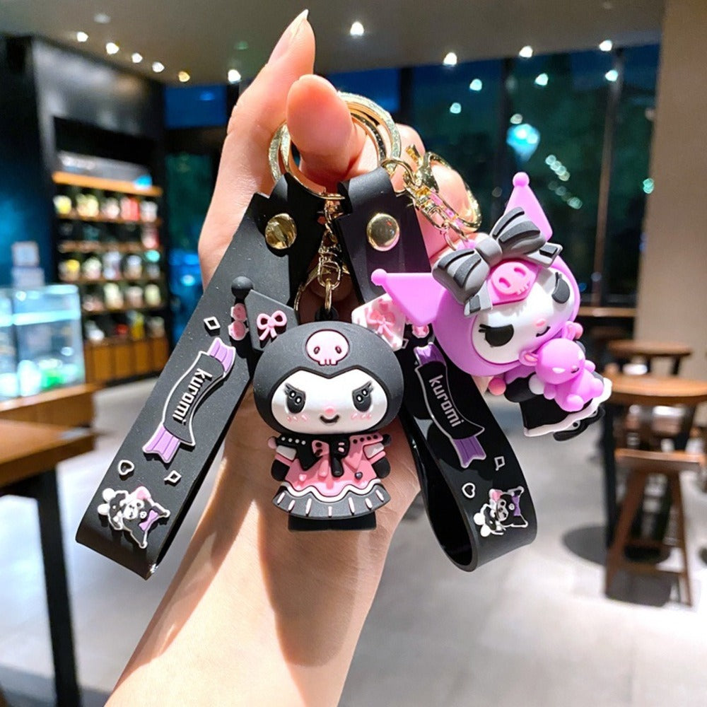 Keychain - Kuromi Pendant | Sanrio Character Doll Key Ring, Cute Anime Charm Hanging - product detail view 11