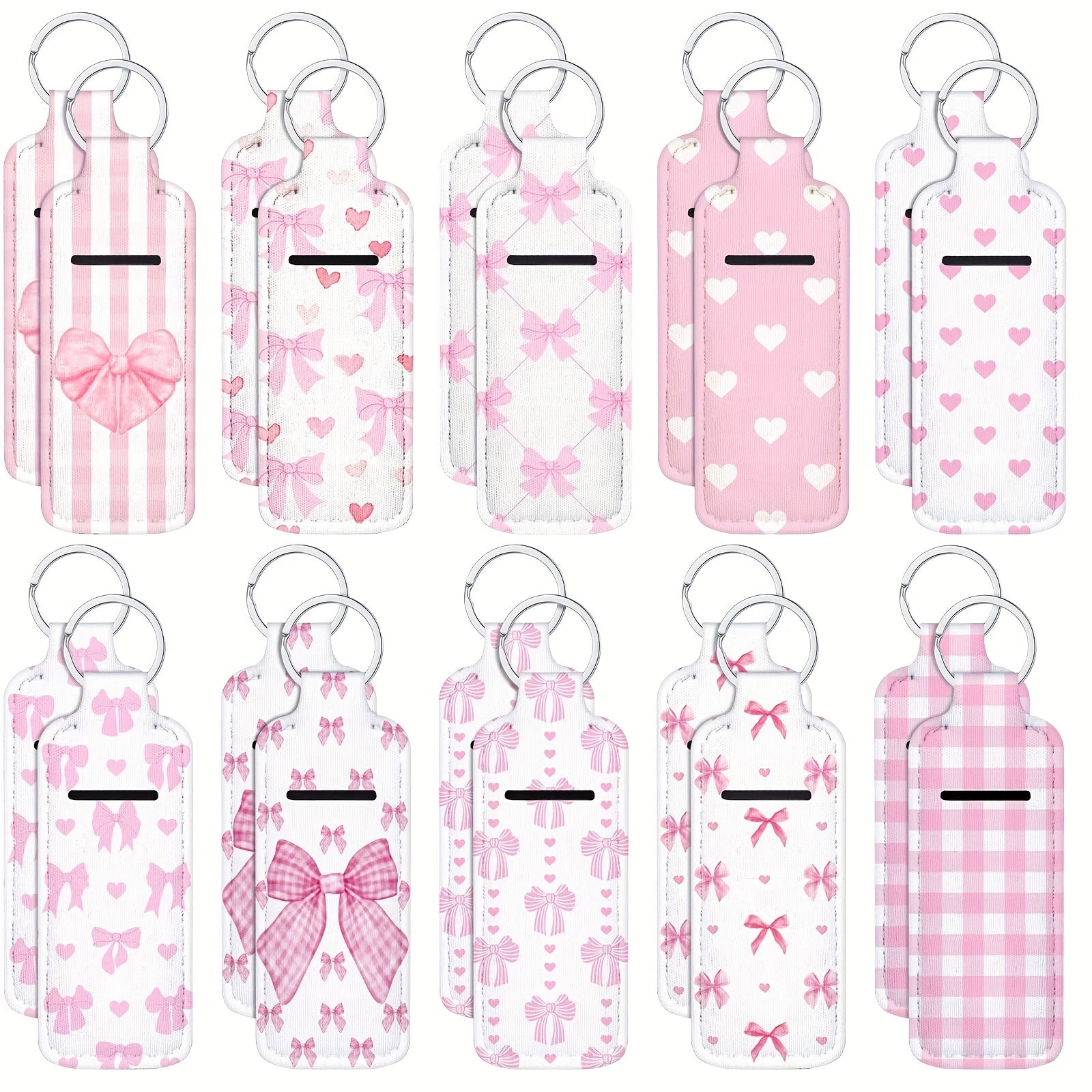 Keychain - Lip Balm Holder Bulk 20pcs Coquette Pink Bow Clip-On Lip Gloss Sleeve - product detail view 7