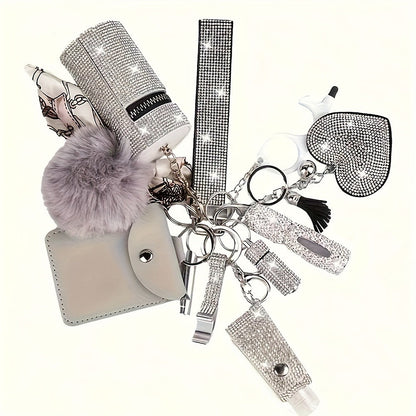 Keychain - Women's Set 11 Piece | Rhinestone Multifunctional Key Ring with Card - product detail view 5