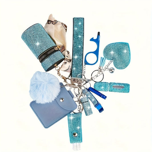 Keychain - Women's Set 11 Piece | Rhinestone Multifunctional Key Ring with Card - product detail view 10
