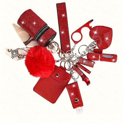 Keychain - Women's Set 11 Piece | Rhinestone Multifunctional Key Ring with Card - product detail view 14
