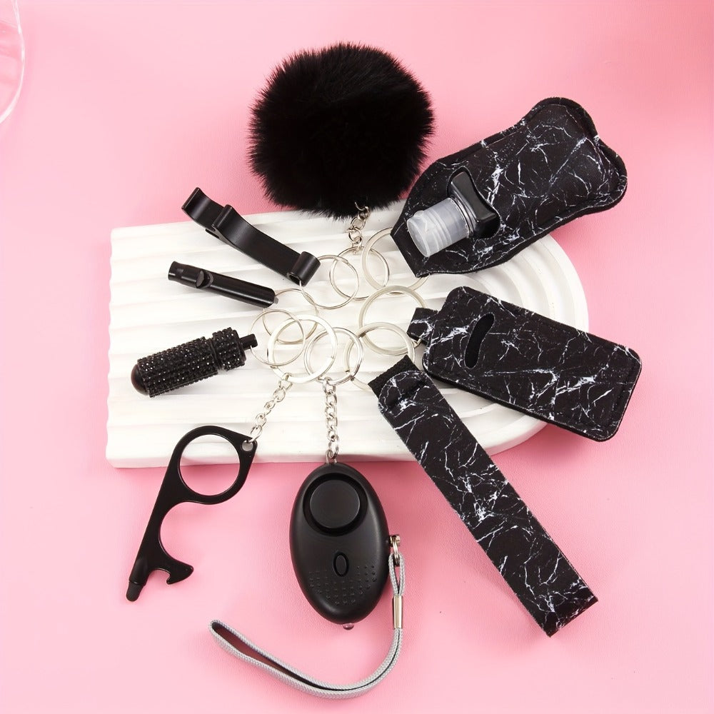 Keychain - Safety Set Women 9pcs Self Defense Gift Box Personal Alarm Pom-Pom - product detail view 4