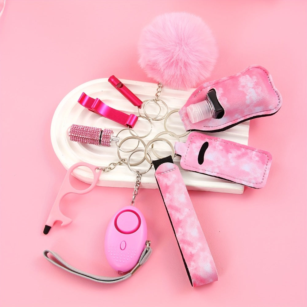 Keychain - Safety Set Women 9pcs Self Defense Gift Box Personal Alarm Pom-Pom - product detail view 6