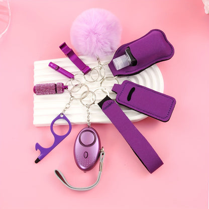 Keychain - Safety Set Women 9pcs Self Defense Gift Box Personal Alarm Pom-Pom - product detail view 13