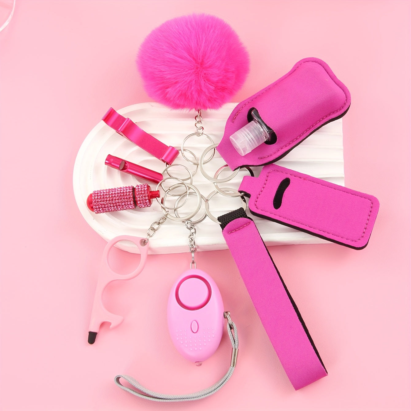 Keychain - Safety Set Women 9pcs Self Defense Gift Box Personal Alarm Pom-Pom - product detail view 17