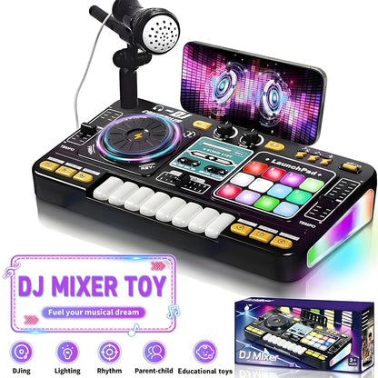 Kids DJ Mixer Music Toy with Microphone shown in the Black option
