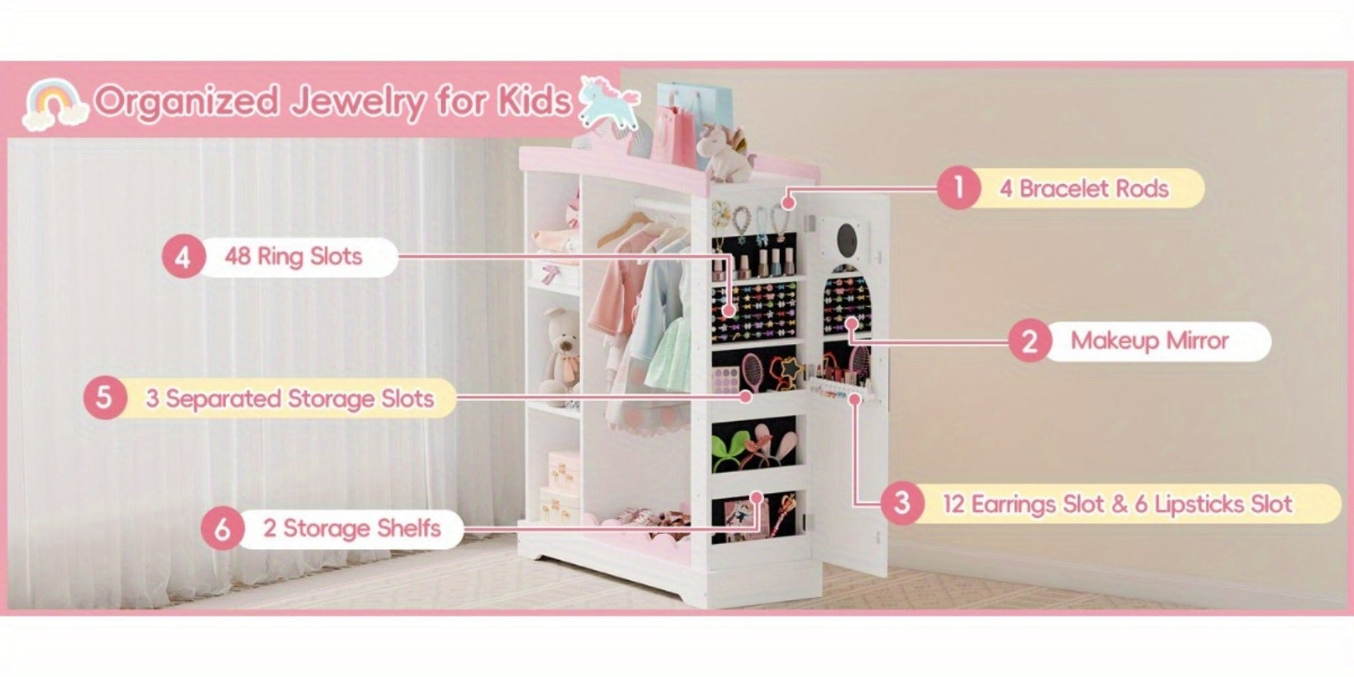 Kids Wardrobe with Open Shelves and Multiple Color Options for Kids' Room detail image - detail view 16