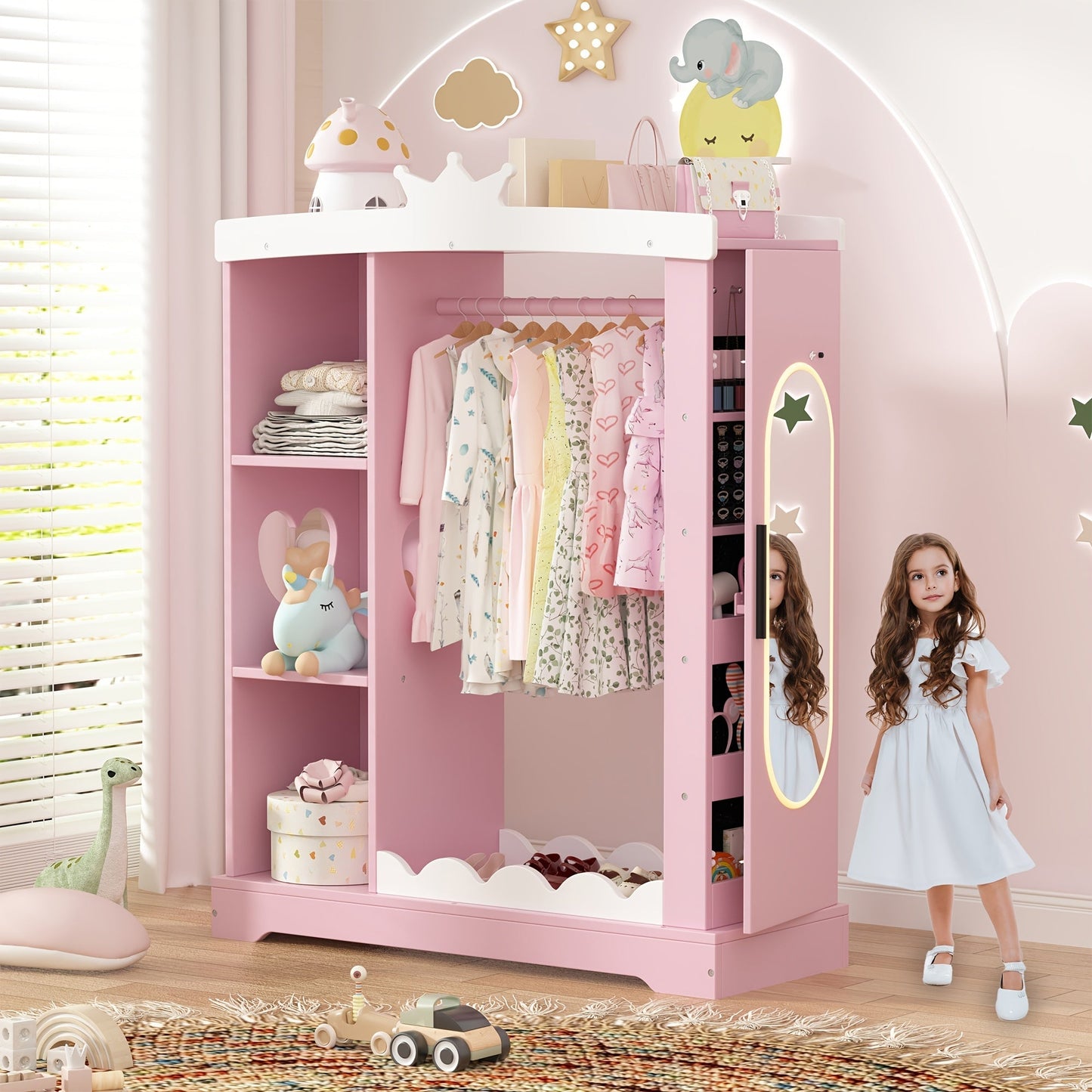 Kids Wardrobe shown in the Pink&White option