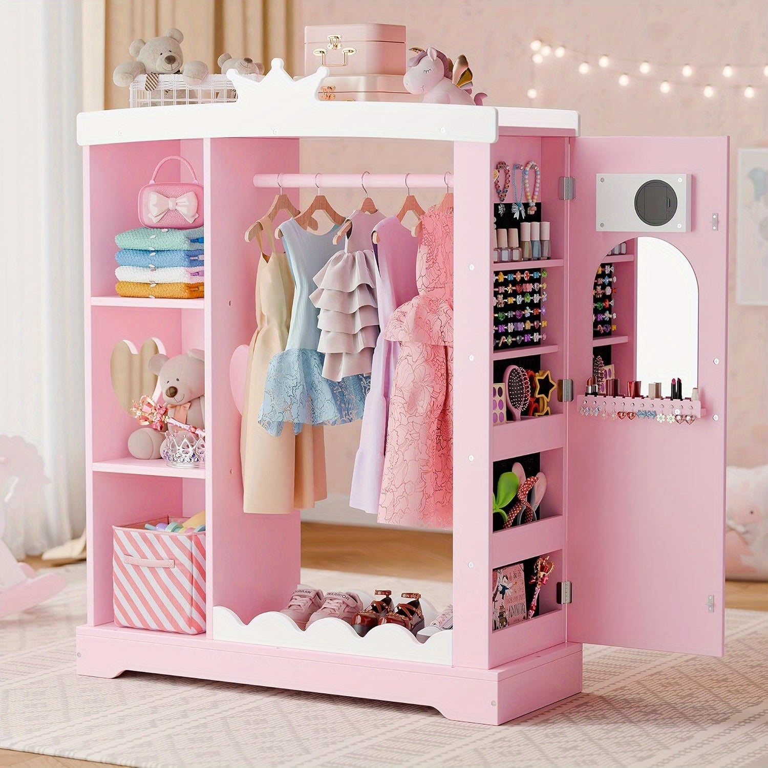 Kids Wardrobe shown in the pink option