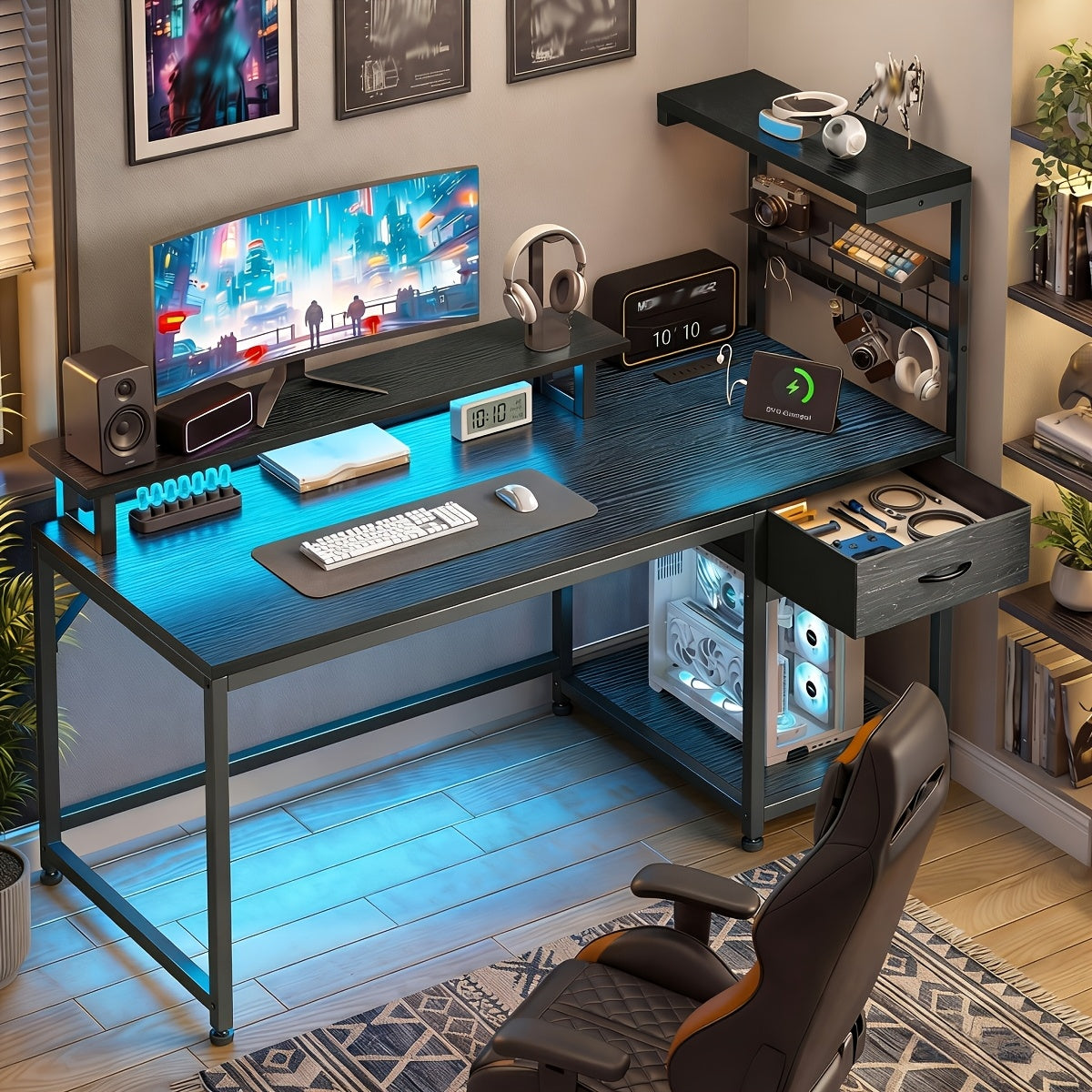 Computer Desk shown in the Black, 40 Inch-Style2 option