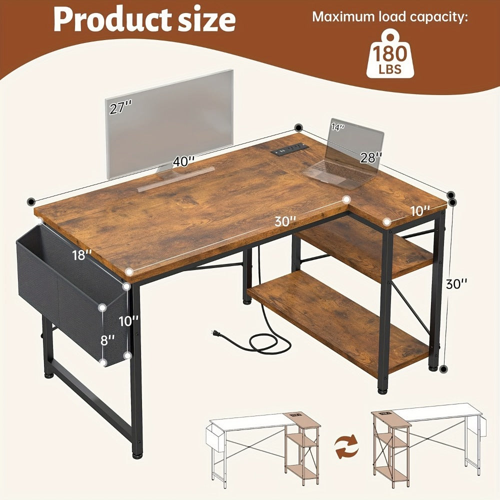 L-Shaped Computer Desk with Charging Station, PC Work Desk for Home Office detail image - detail view 22