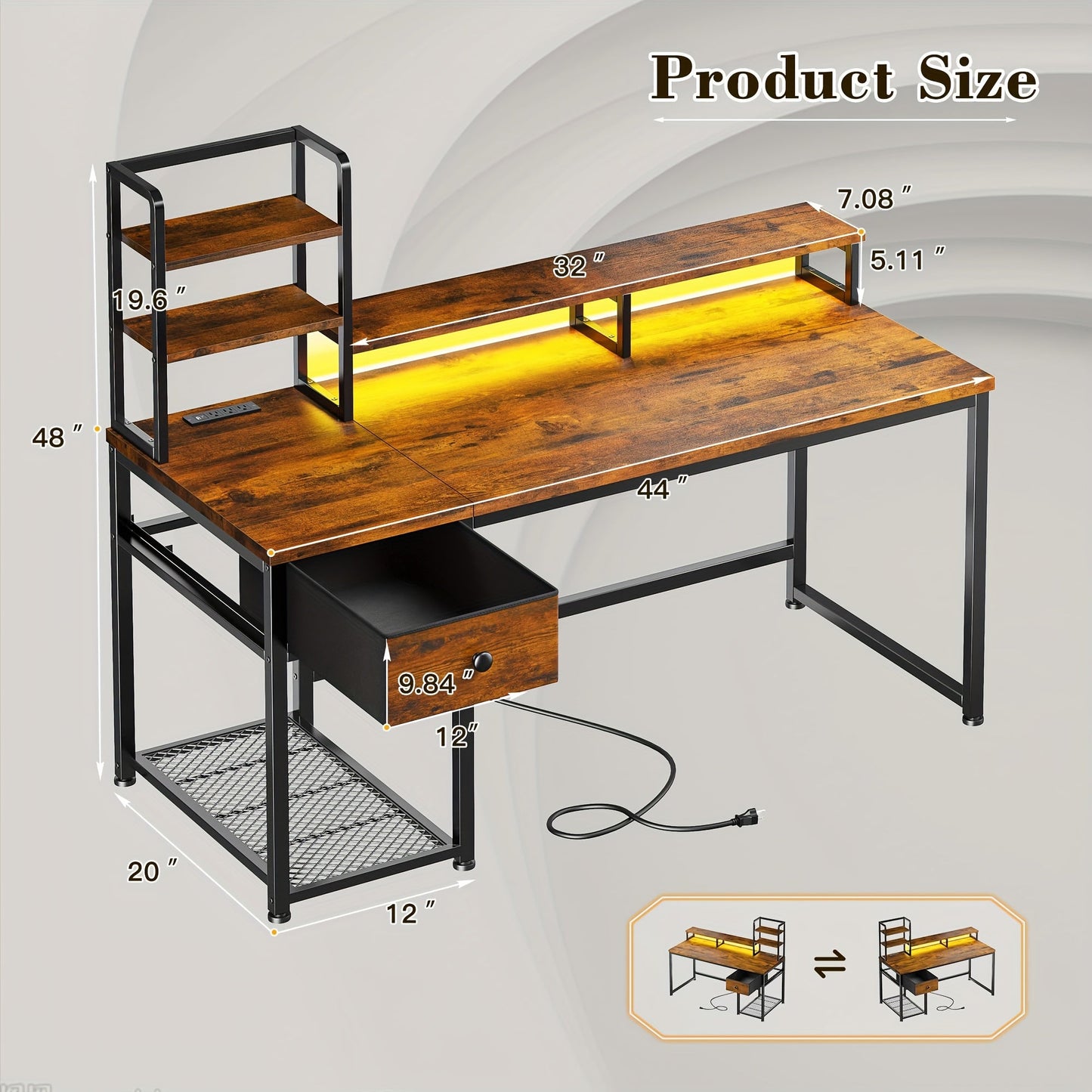 Computer Desk shown in the Tiger Print, 44 Inch option