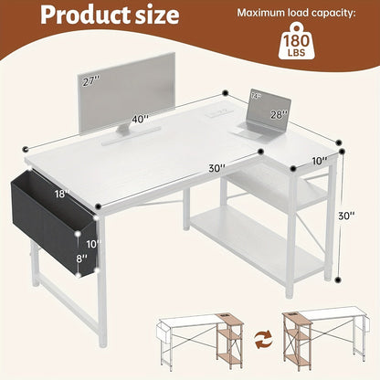 Computer Desk shown in the White, 40 Inches option