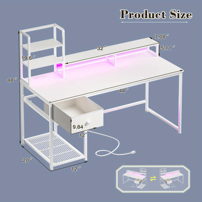 Computer Desk shown in the White, 44 Inch option